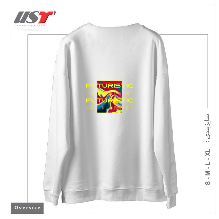 طرح typography 4 سوییشرت اورسایزرنگ سفید