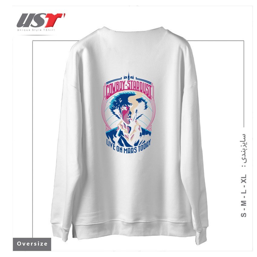 طرح COWBOY STARDUST سوییشرت اورسایزرنگ سفید