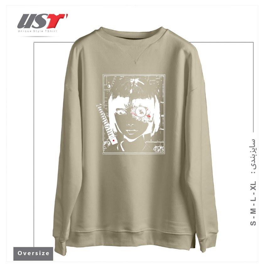 طرح Cyber samurai (Alternative) سوییشرت اورسایزرنگ نخودی