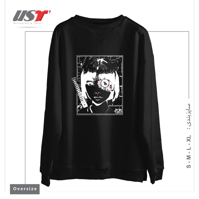 طرح Cyber samurai (Alternative) سوییشرت اورسایزرنگ مشکی