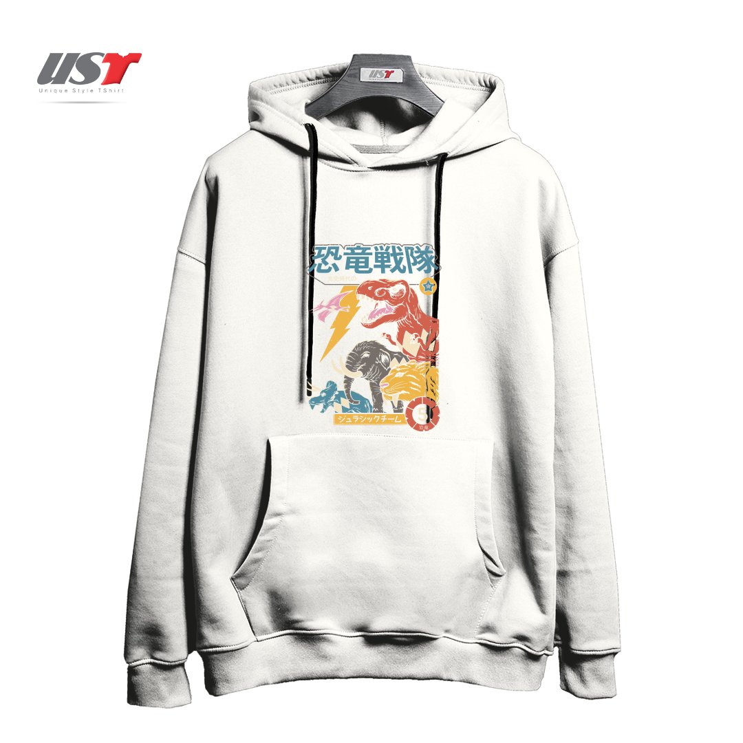 طرح DINO SENTAI هودی اورسایزرنگ سفید