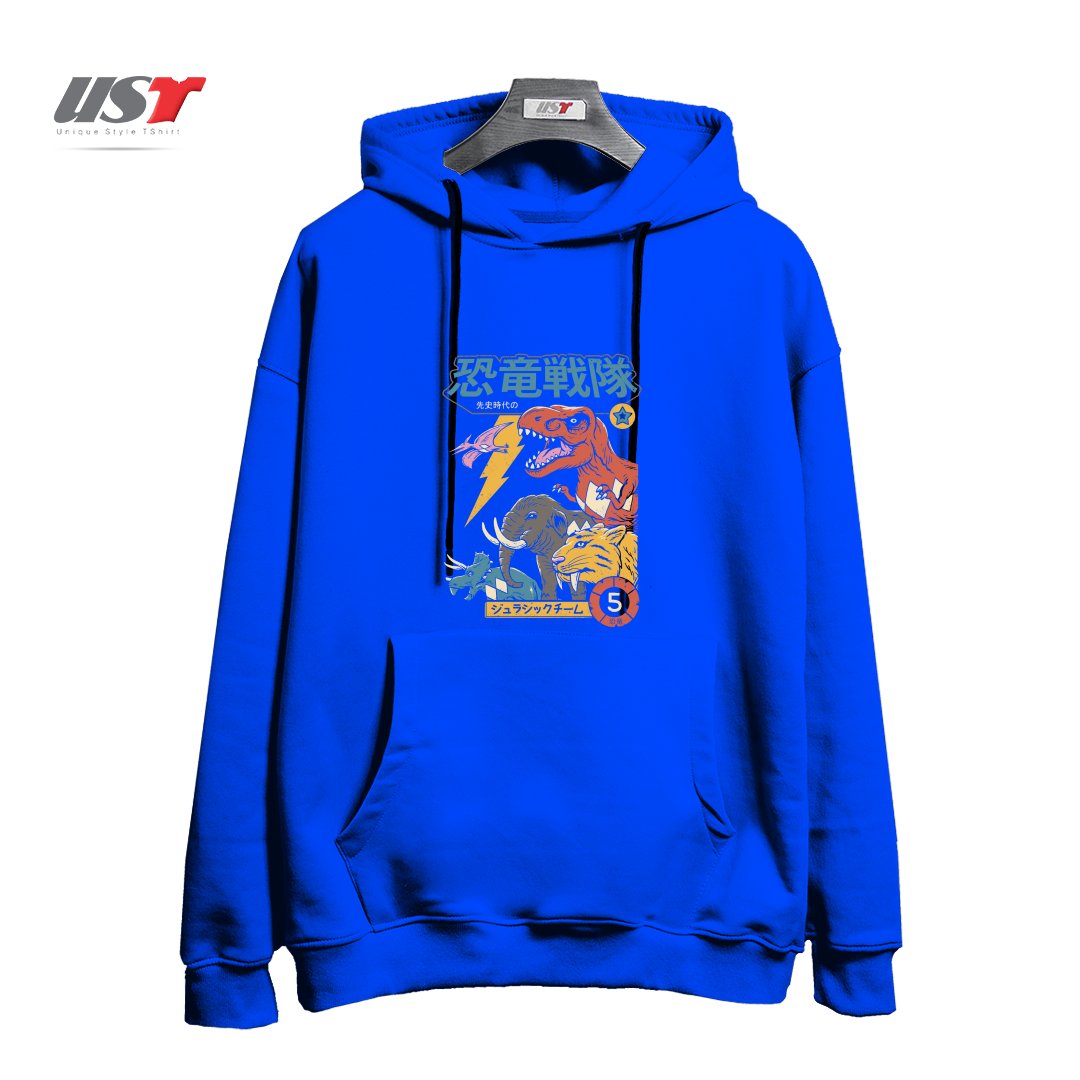 طرح DINO SENTAI هودی اورسایزرنگ آبی شالی