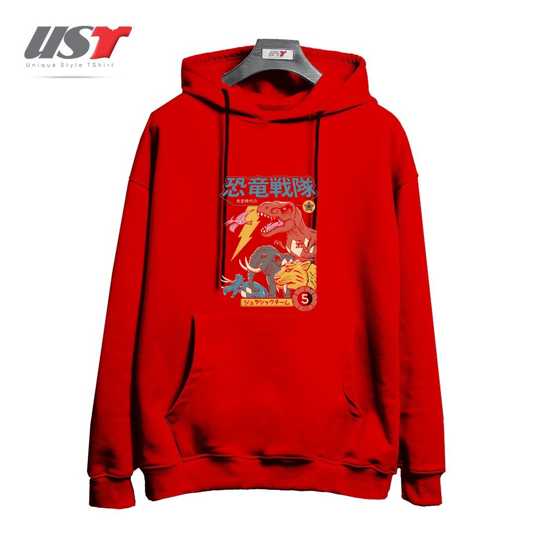 طرح DINO SENTAI هودی اورسایزرنگ قرمز