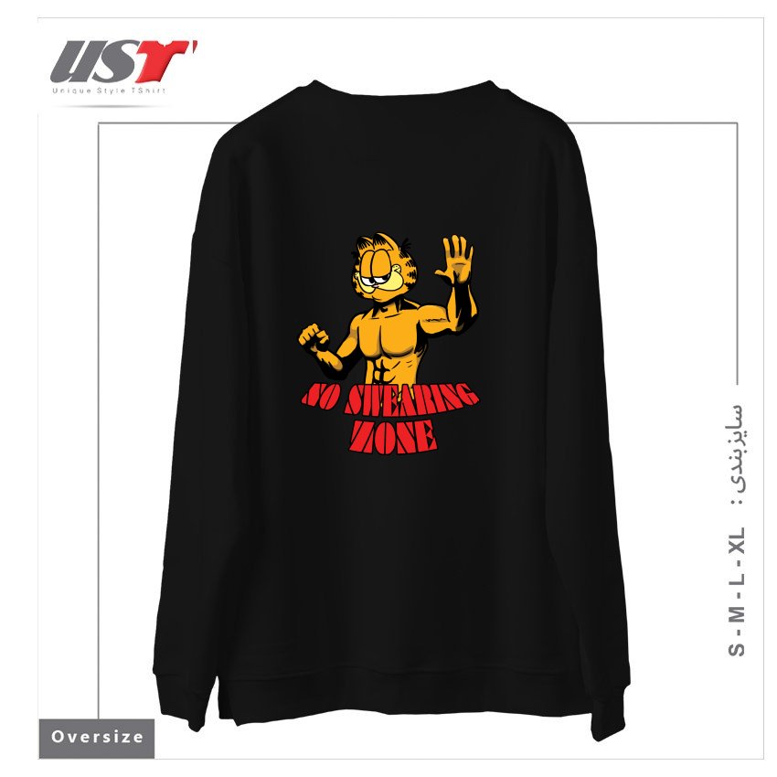 طرح garfild سوییشرت اورسایزرنگ مشکی