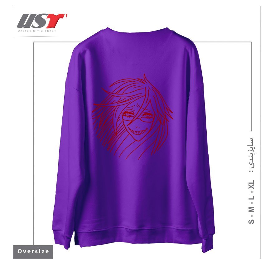 طرح Facepalm Peace Sign Aeni Girl سوییشرت اورسایزرنگ بنفش