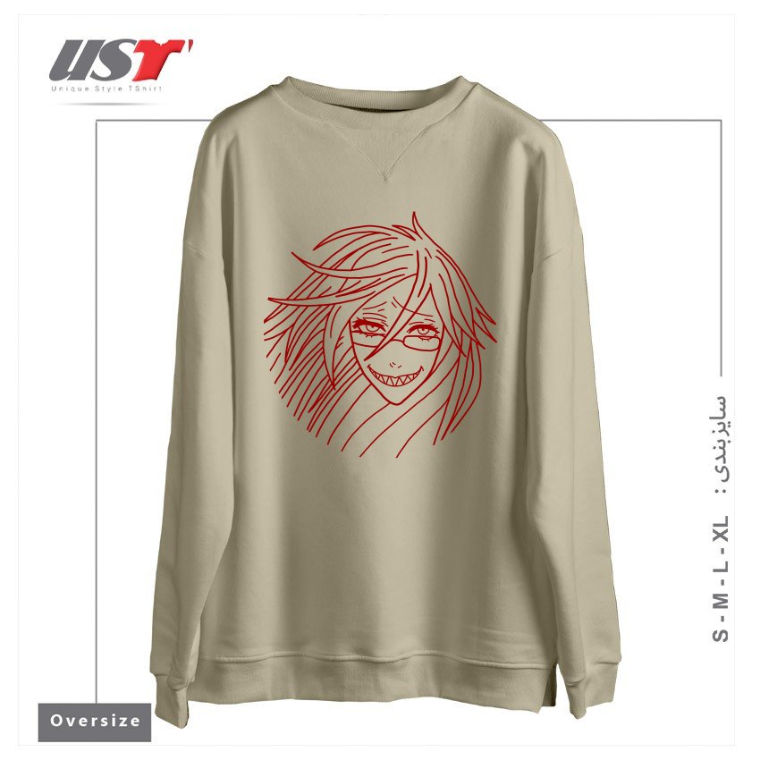 طرح Facepalm Peace Sign Aeni Girl سوییشرت اورسایزرنگ نخودی