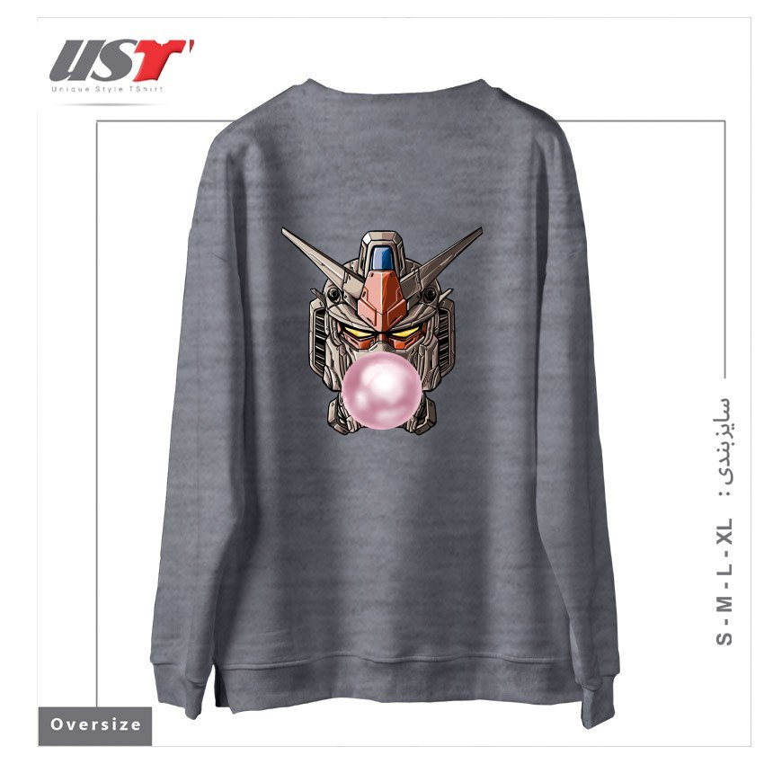 طرح GUMDAN سوییشرت اورسایزرنگ طوسی ملانژ