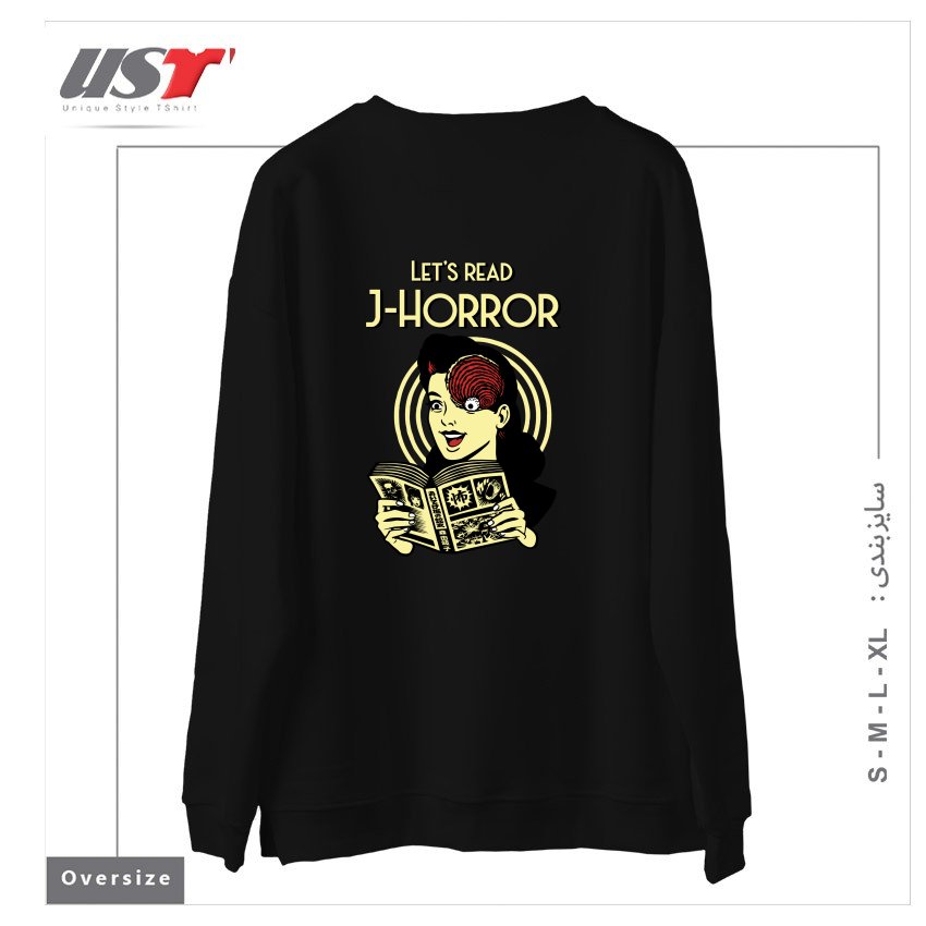 طرح J-Horror سوییشرت اورسایزرنگ مشکی