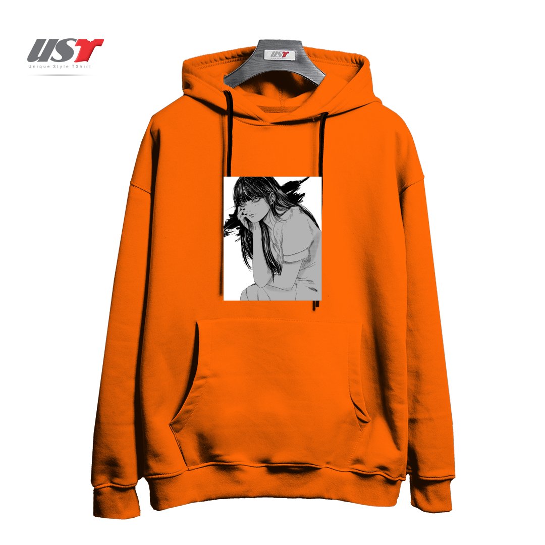 طرح Kanashimi هودی اورسایزرنگ نارنجی