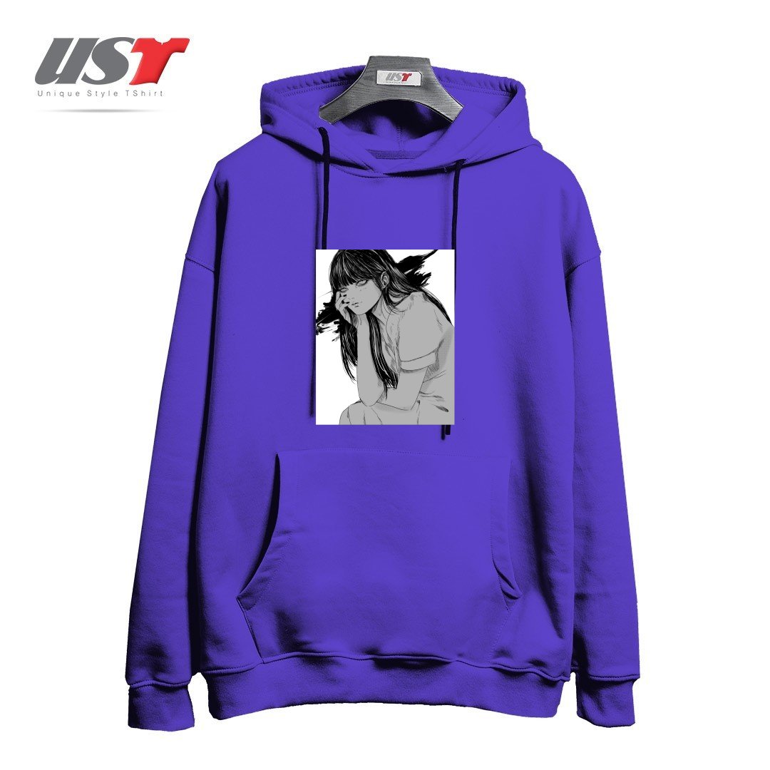 طرح Kanashimi هودی اورسایزرنگ بنفش