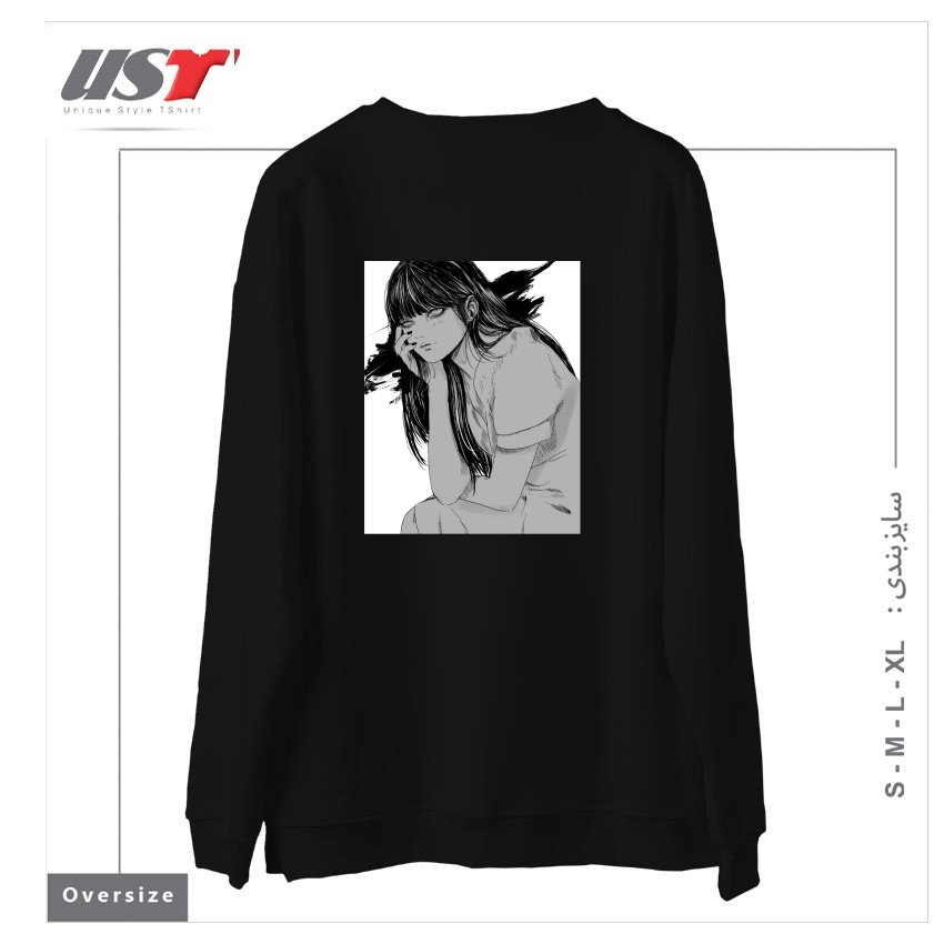 طرح Kanashimi سوییشرت اورسایزرنگ مشکی