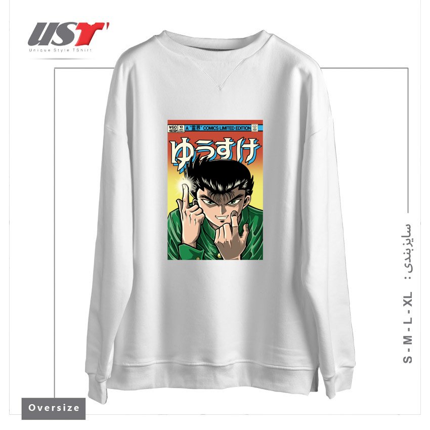 طرح YUSUKE سوییشرت اورسایزرنگ سفید