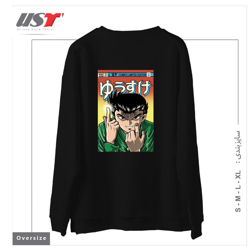 طرح YUSUKE سوییشرت اورسایزرنگ مشکی