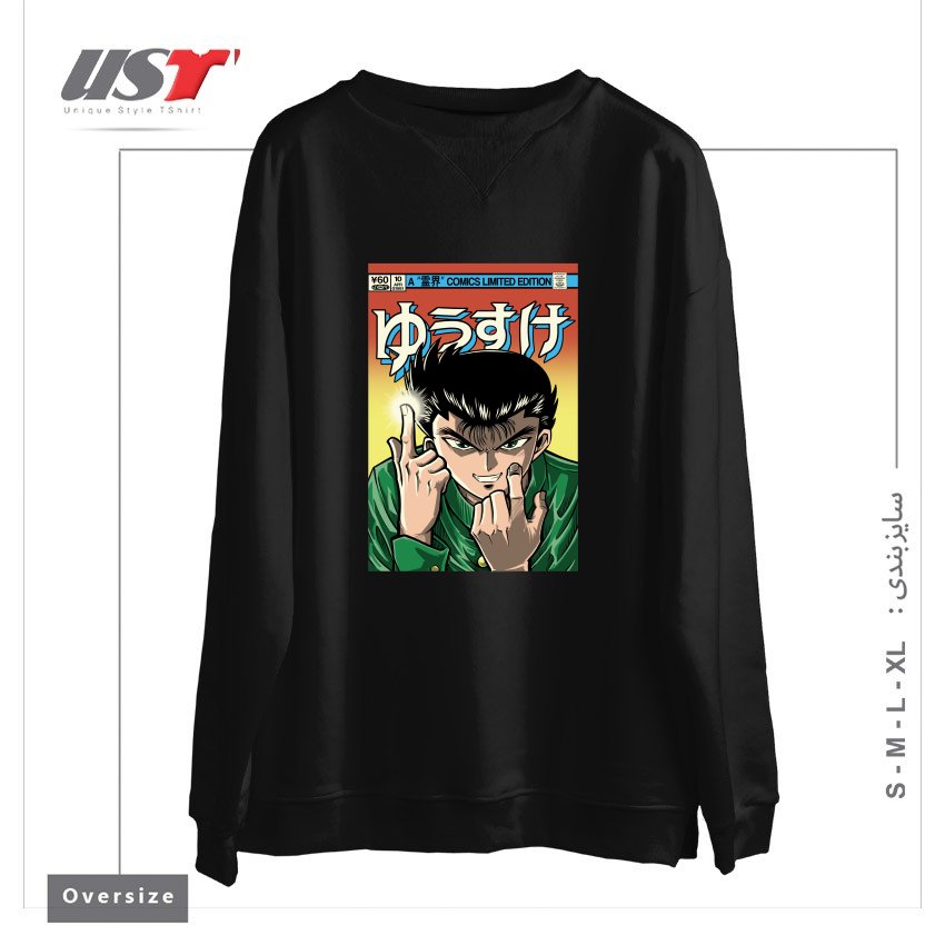 طرح YUSUKE سوییشرت اورسایزرنگ مشکی