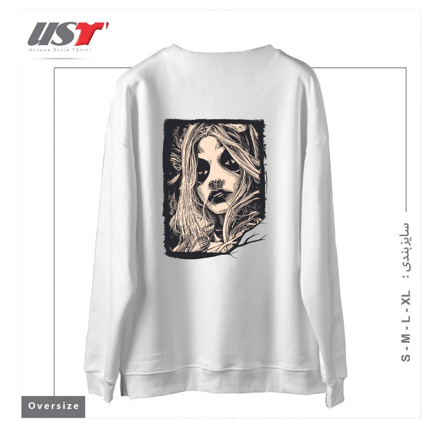 طرح Witch Masks سوییشرت اورسایزرنگ سفید