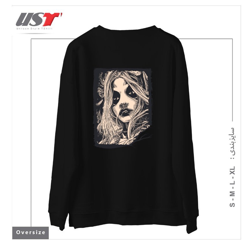 طرح Witch Masks سوییشرت اورسایزرنگ مشکی