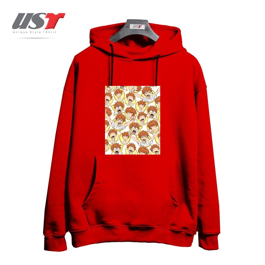 طرح HINATA'S RANGE OF EMOTIONS هودی اورسایزرنگ قرمز