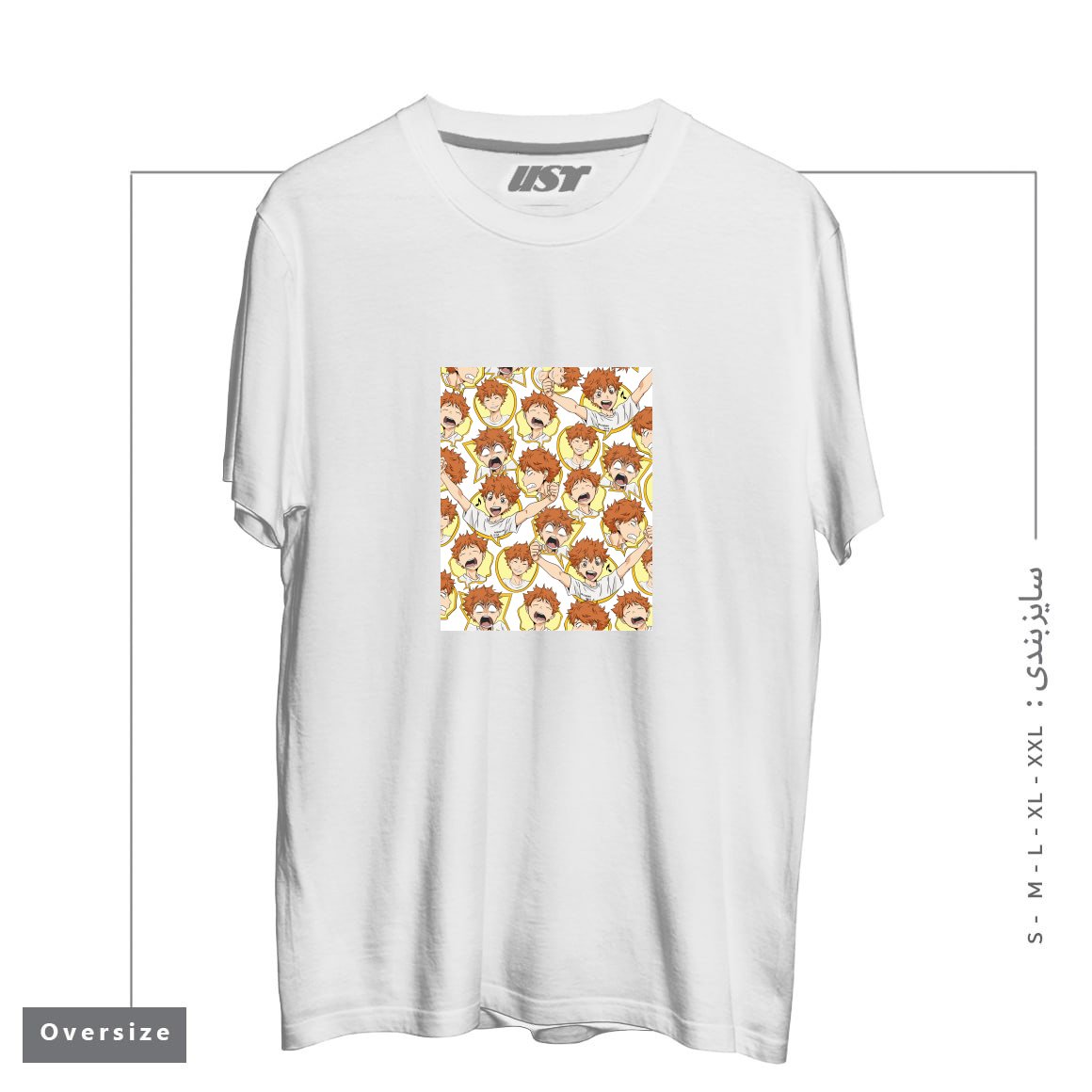 طرح HINATA'S RANGE OF EMOTIONS تیشرت اورسایزرنگ سفید