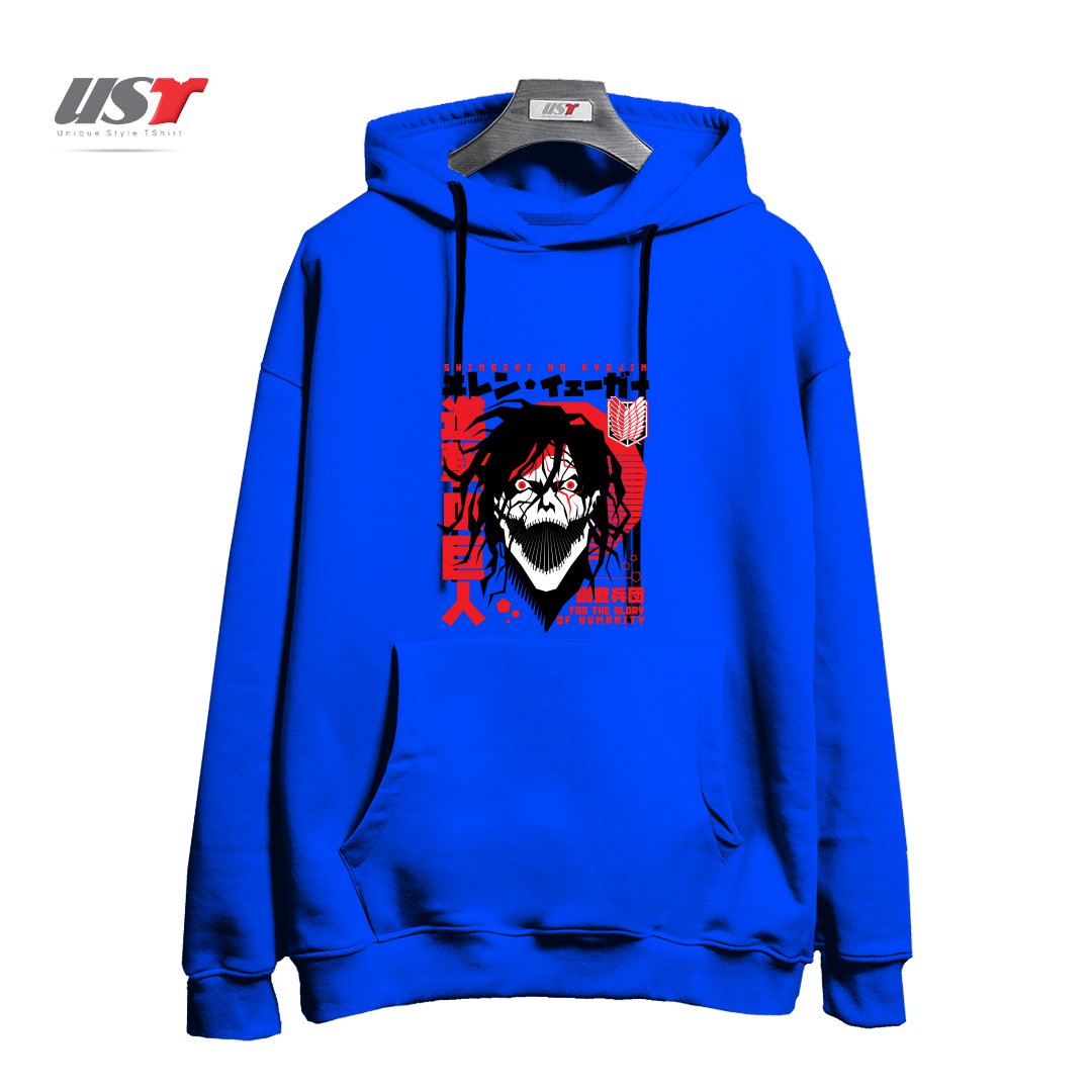 طرح titan هودی اورسایزرنگ آبی شالی