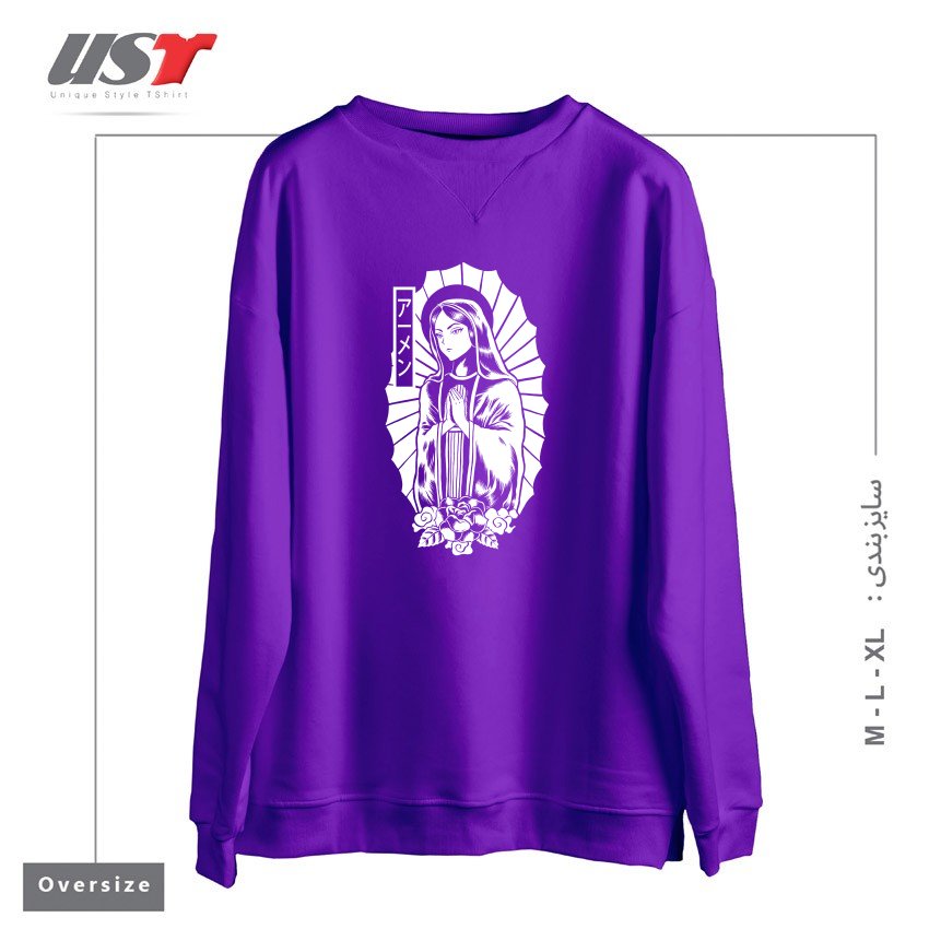 طرح Manga Mary سوییشرت اورسایزرنگ بنفش