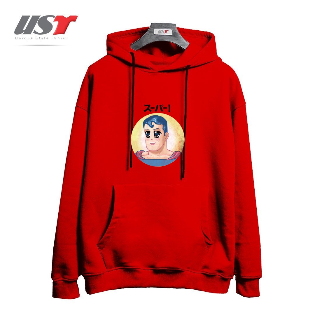 طرح super man هودی اورسایزرنگ قرمز