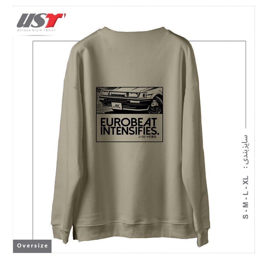 طرح Eurobeat Intensifies سوییشرت اورسایزرنگ نخودی