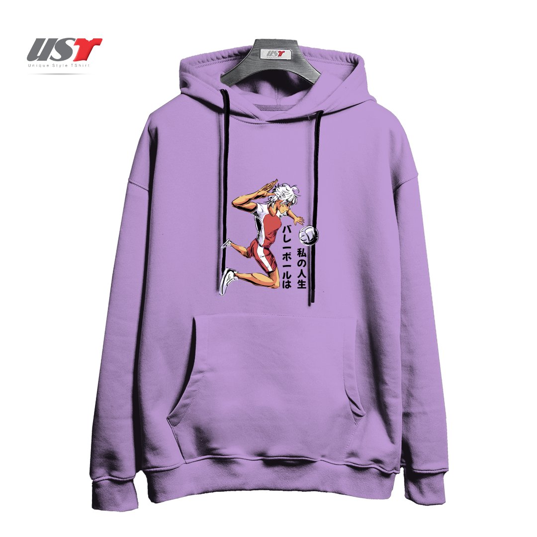 هودی اورسایز طرح Anime Girl Playing Volleyball1