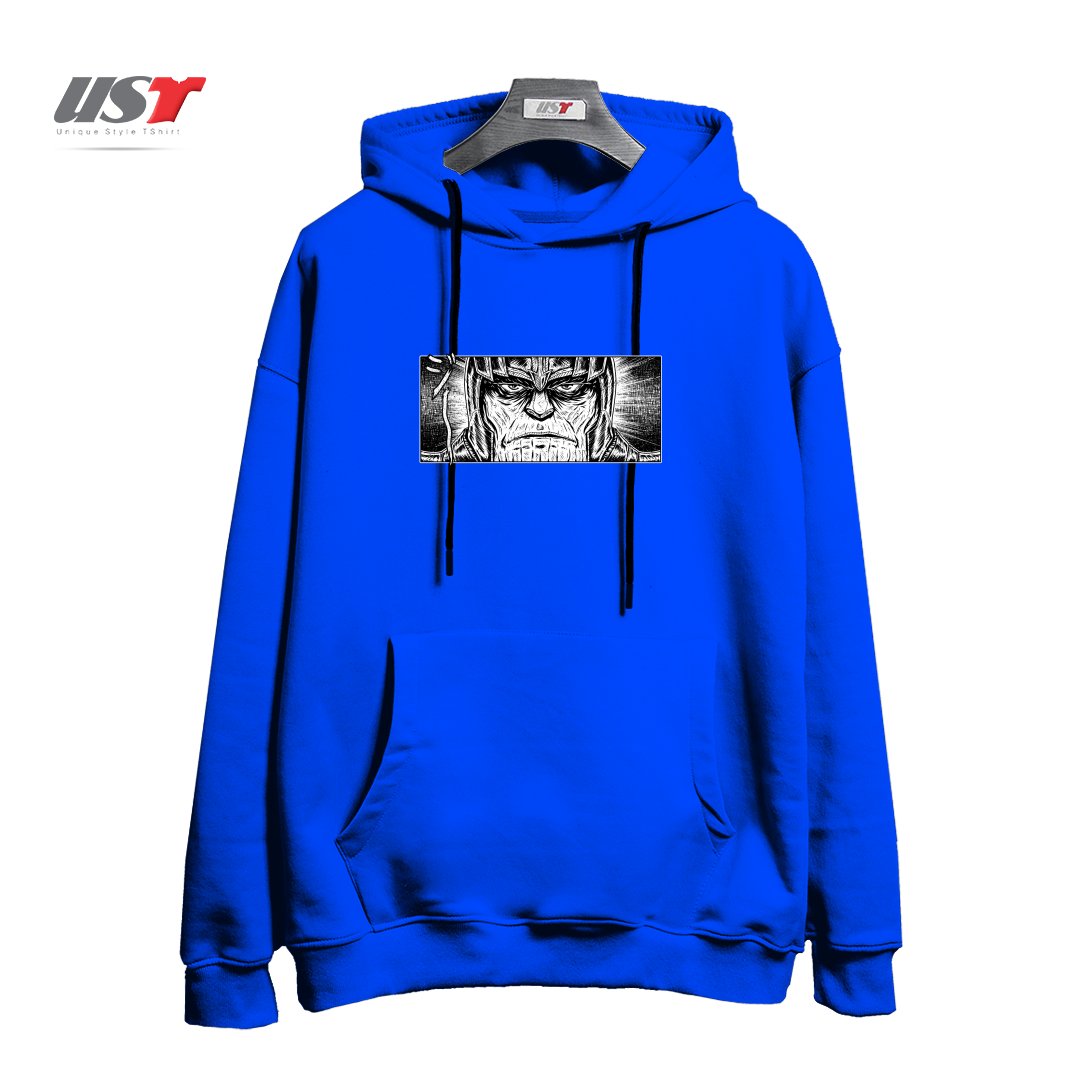 طرح MAD TITAN هودی اورسایزرنگ آبی شالی