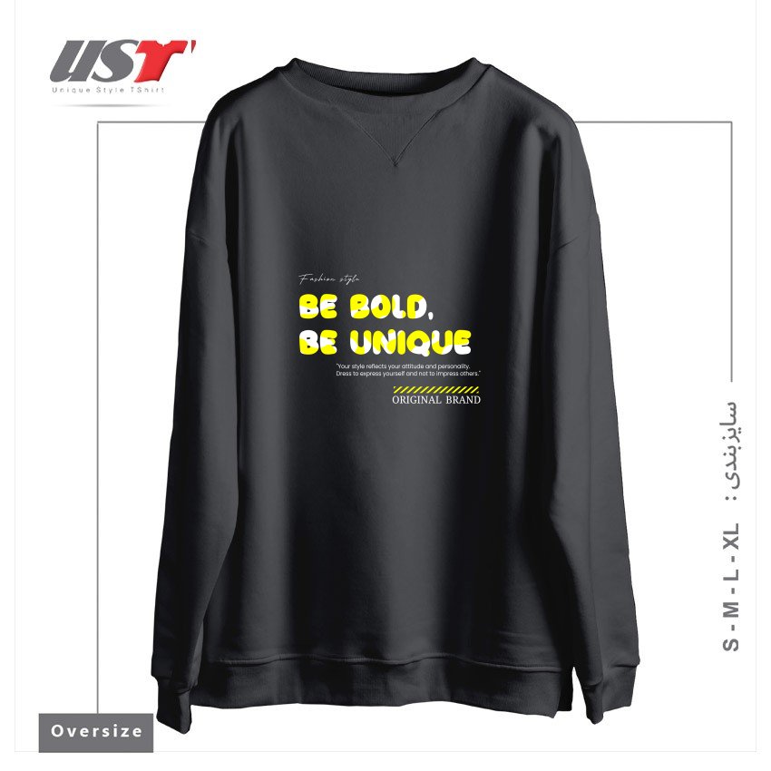 طرح typography 6 سوییشرت اورسایزرنگ دودی