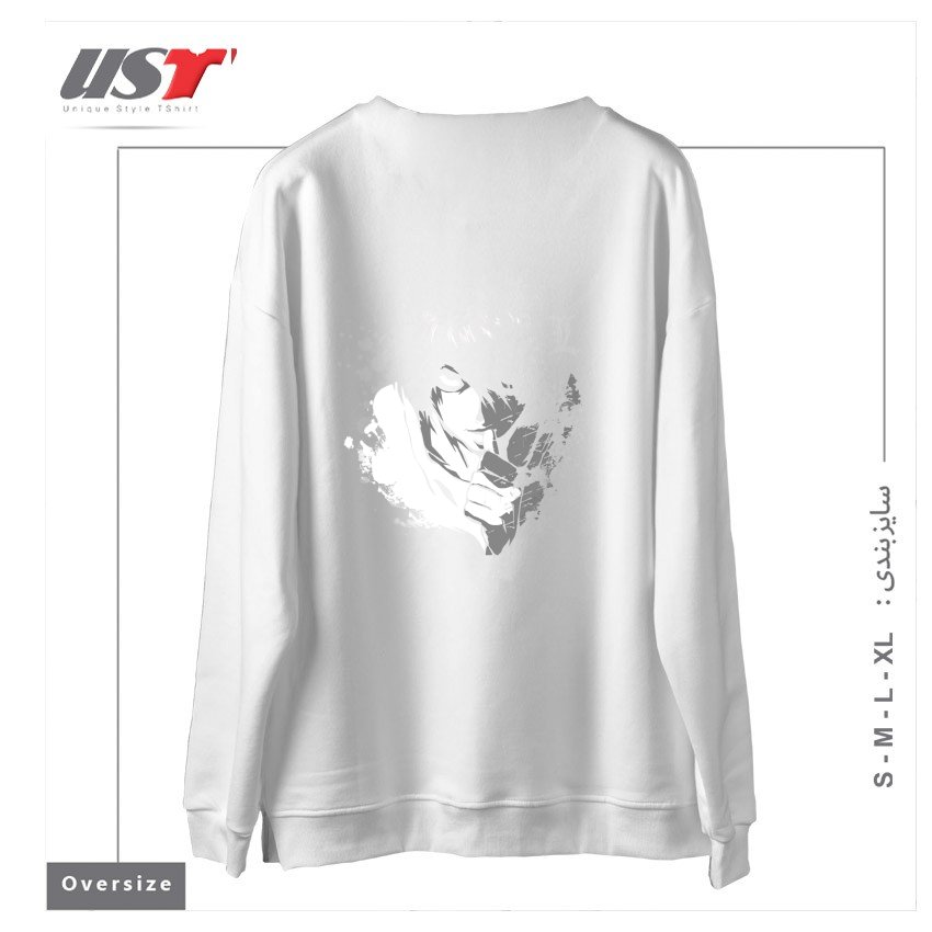 طرح The Detective سوییشرت اورسایزرنگ سفید