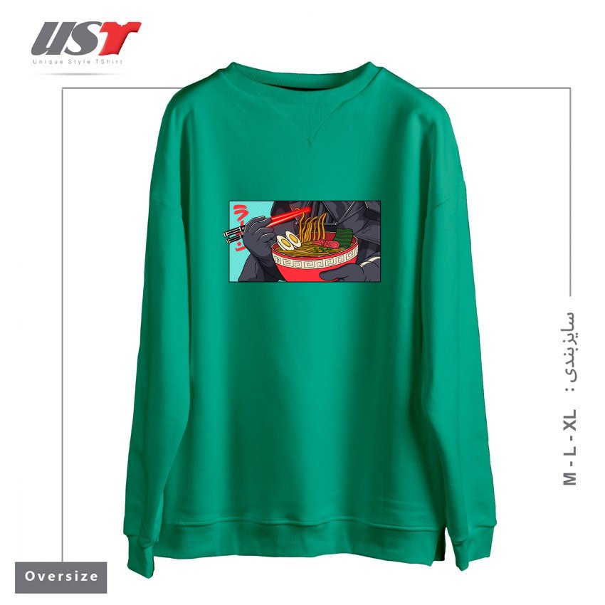 طرح DARTH RAMEN EXTRA SPICE سوییشرت اورسایزرنگ سبز سدری