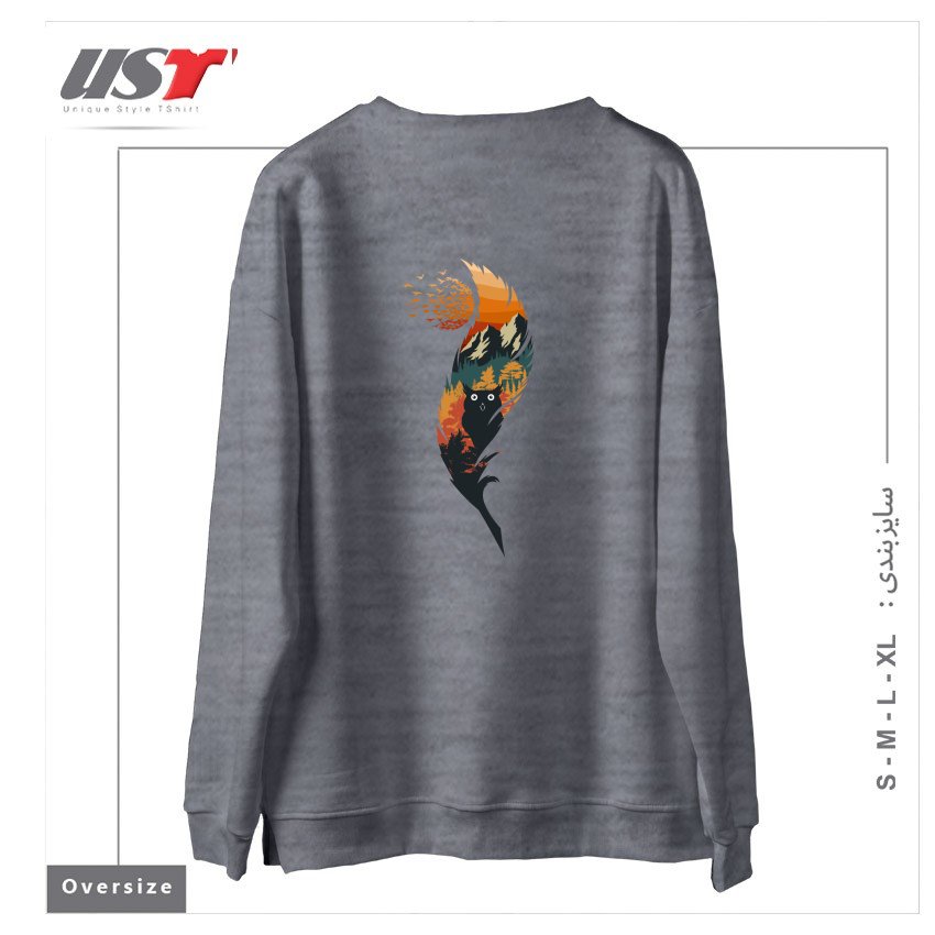 طرح گربه CAT سوییشرت اورسایزرنگ طوسی ملانژ