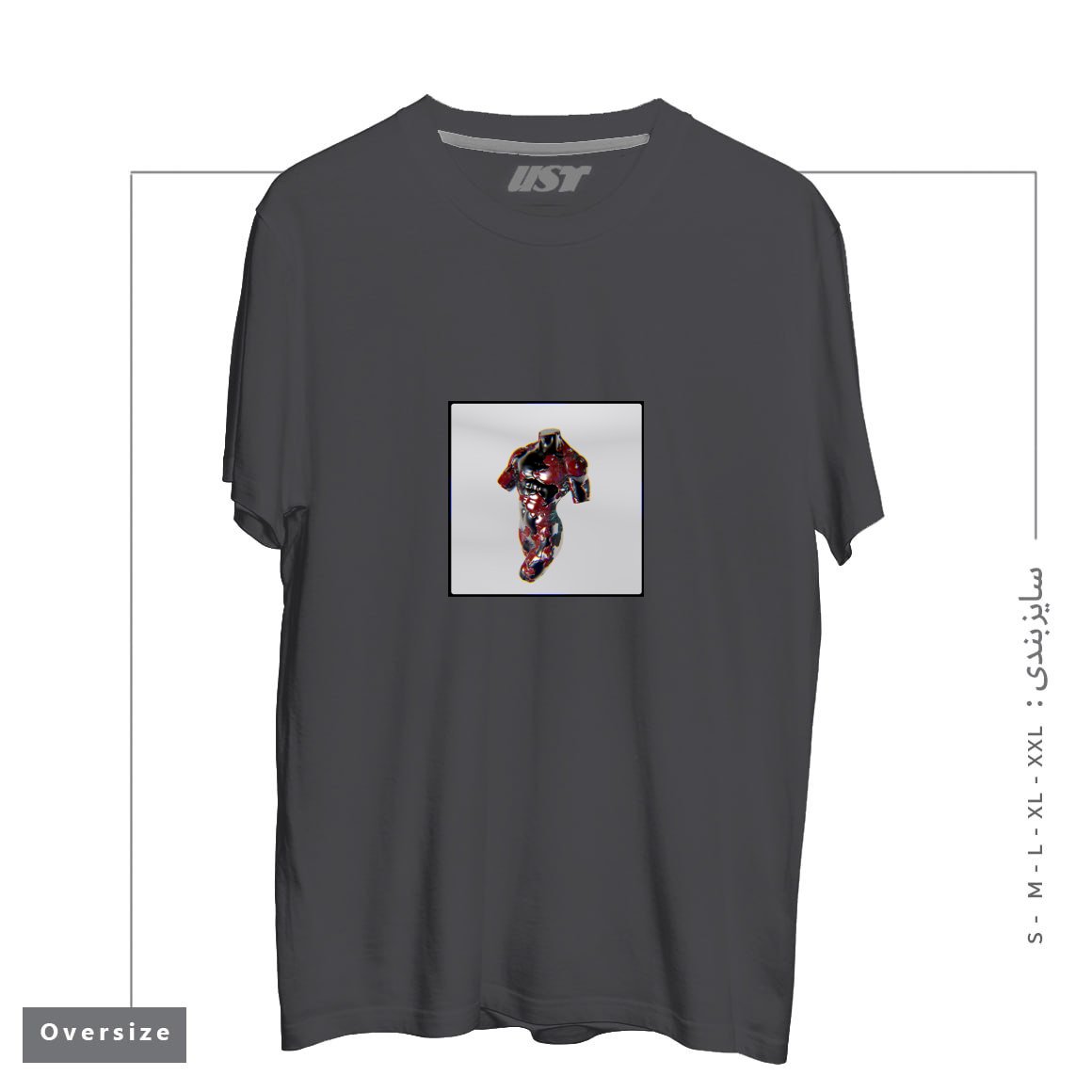 تیشرت اورسایز طرح 3D Metalic Body