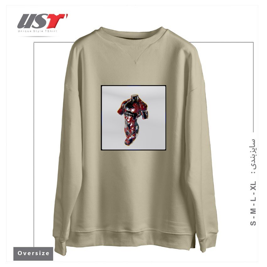 سوییشرت اورسایز طرح 3D Metalic Body