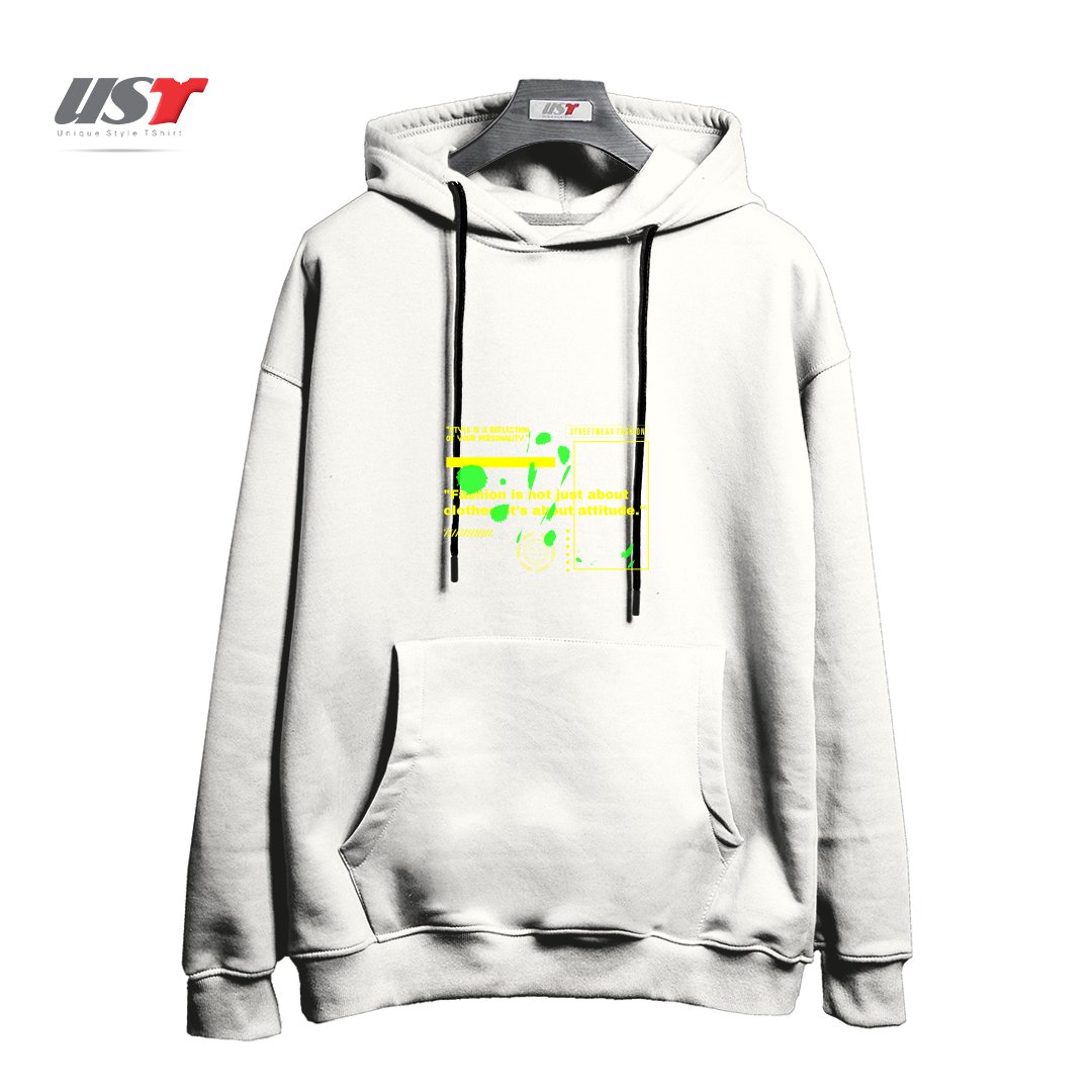 طرح typography 8 هودی اورسایزرنگ سفید