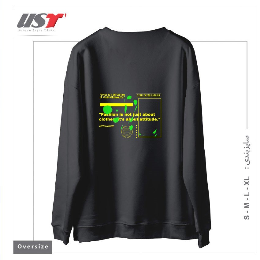 طرح typography 8 سوییشرت اورسایزرنگ دودی