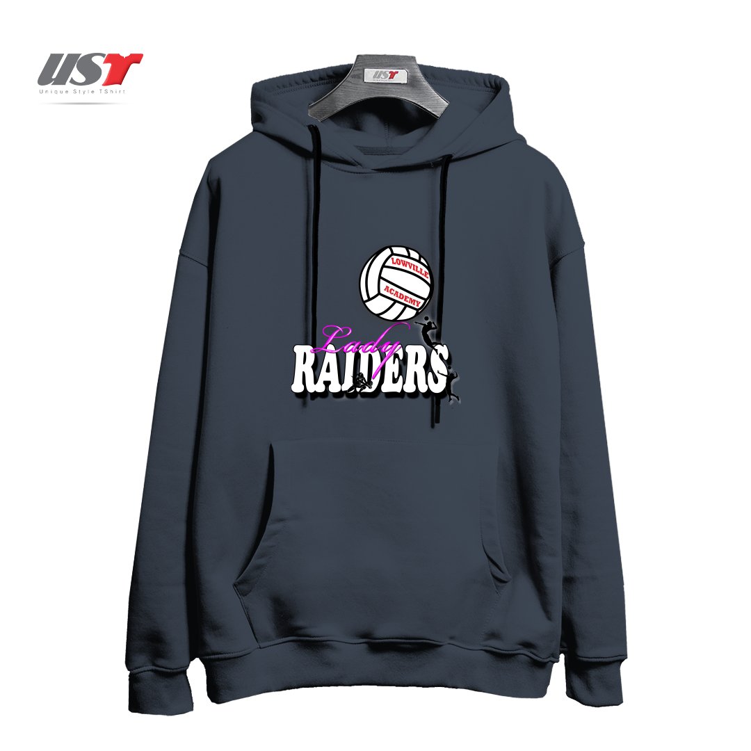 طرح LOWVILLE ACADEMY LADY RAIDERS VOLLEYBALL هودی اورسایزرنگ دودی