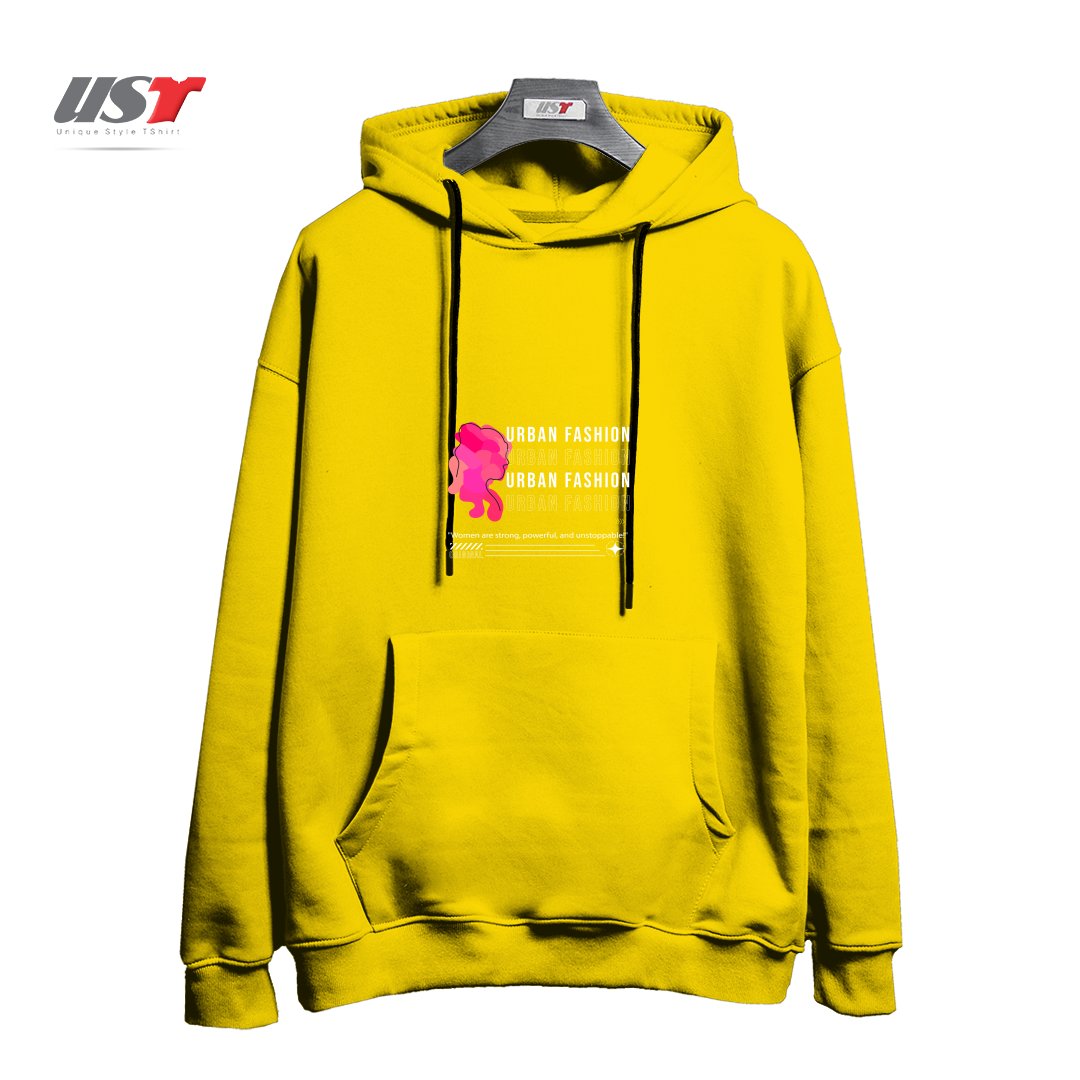 طرح typography 11 هودی اورسایزرنگ زرد