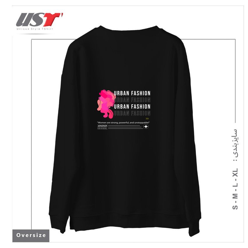 طرح typography 11 سوییشرت اورسایزرنگ مشکی