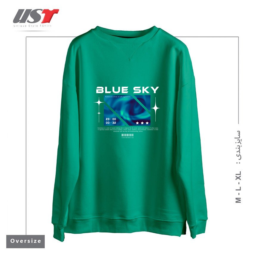 طرح typography 12 سوییشرت اورسایزرنگ سبز سدری