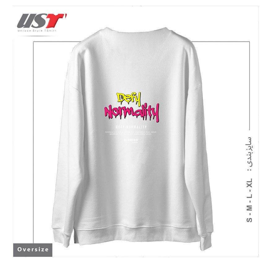 طرح typography 14 سوییشرت اورسایزرنگ سفید