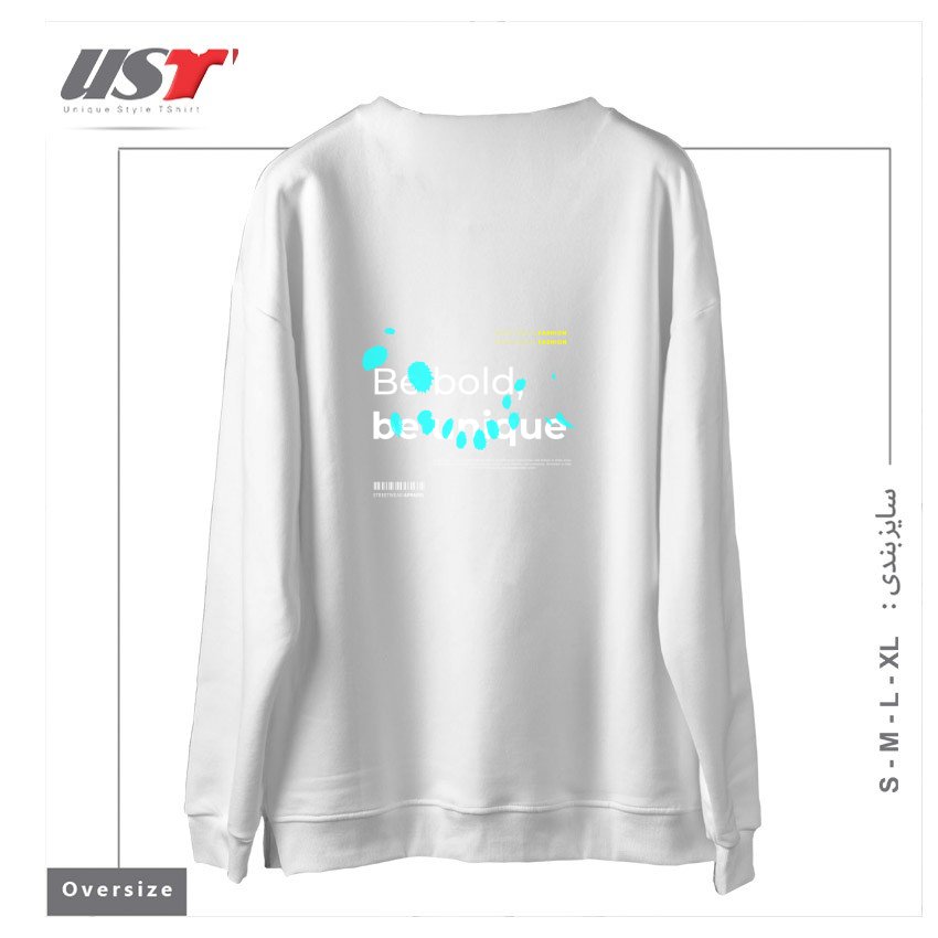 طرح typography 15 سوییشرت اورسایزرنگ سفید