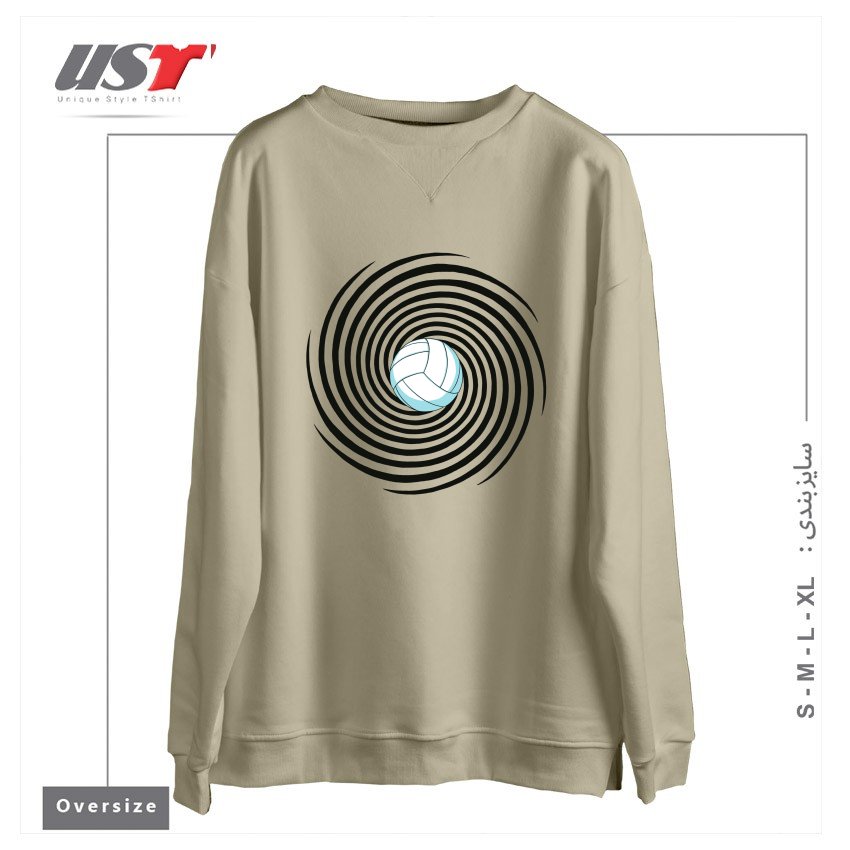طرح SPIRAL VOLLEYBALL 1 سوییشرت اورسایزرنگ نخودی