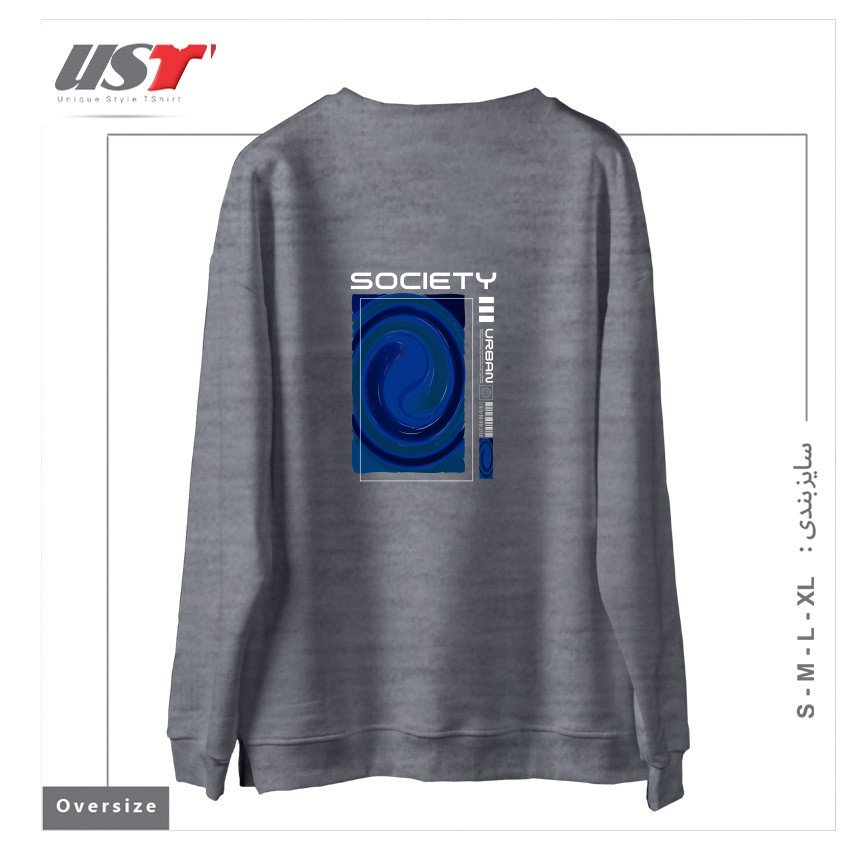 طرح typography 17 سوییشرت اورسایزرنگ طوسی ملانژ