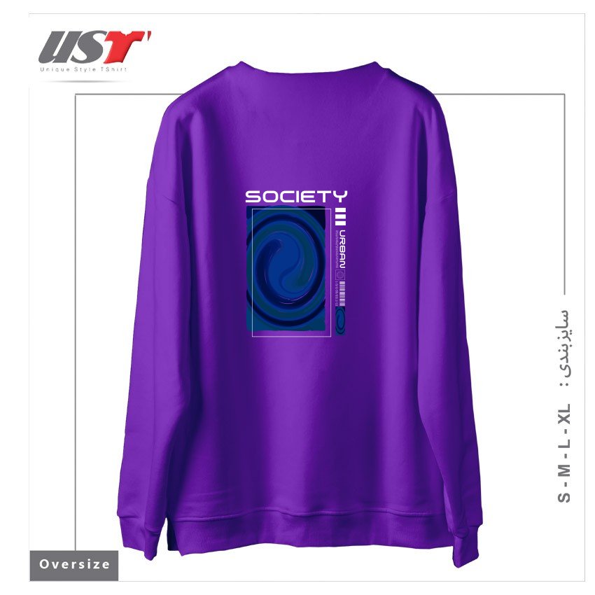 طرح typography 17 سوییشرت اورسایزرنگ بنفش