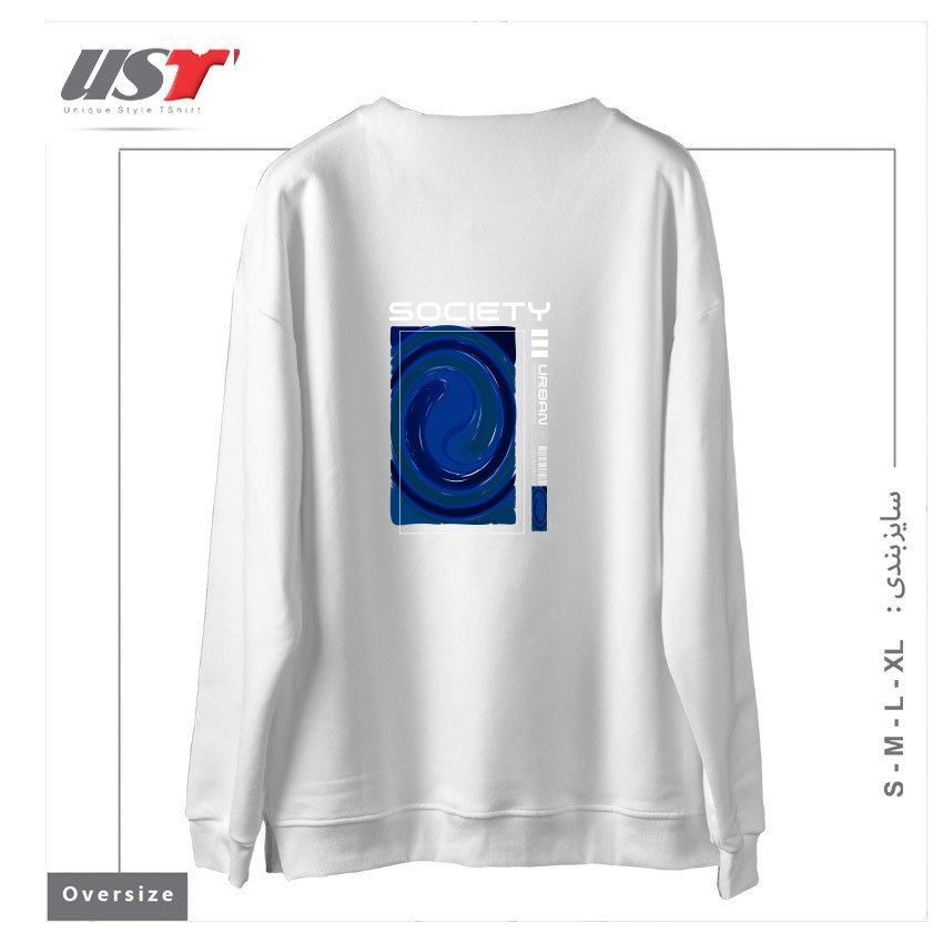 طرح typography 17 سوییشرت اورسایزرنگ سفید
