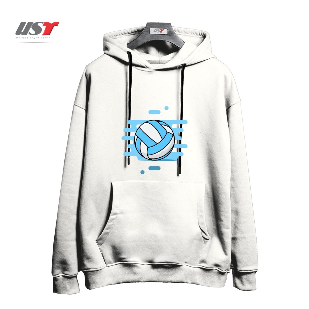 طرح VOLLEYBALL BALL هودی اورسایزرنگ سفید