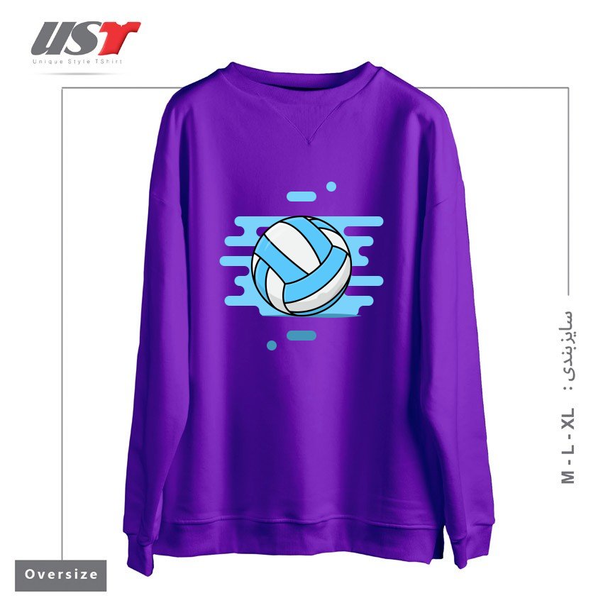 طرح VOLLEYBALL BALL سوییشرت اورسایزرنگ بنفش