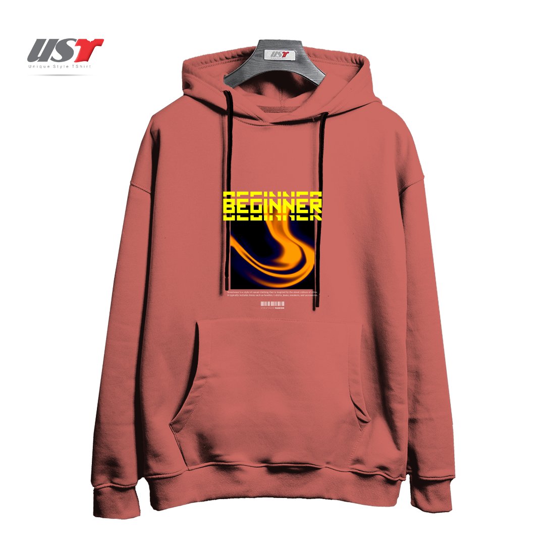 طرح typography 19 هودی اورسایزرنگ آجری