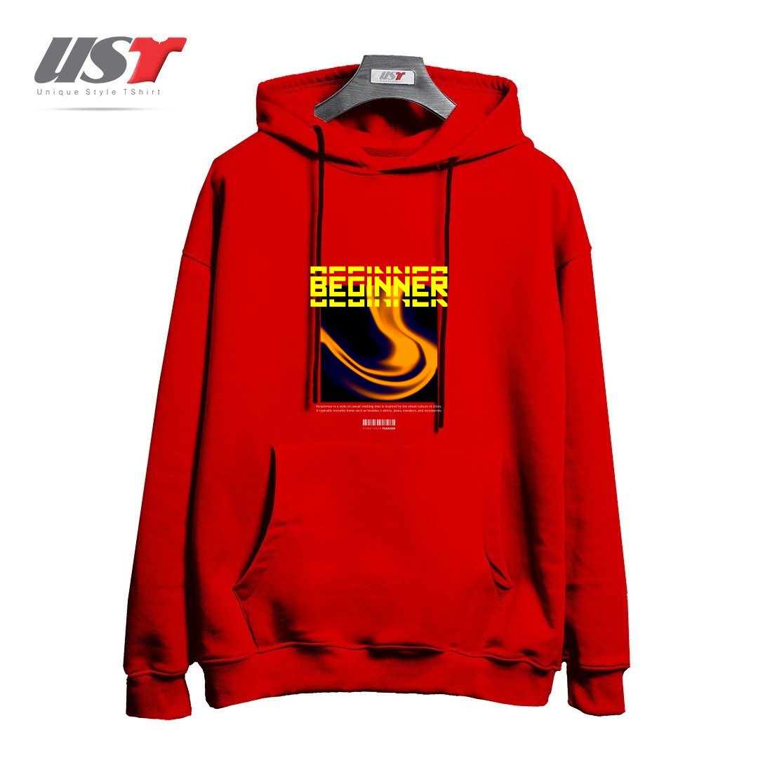 طرح typography 19 هودی اورسایزرنگ قرمز